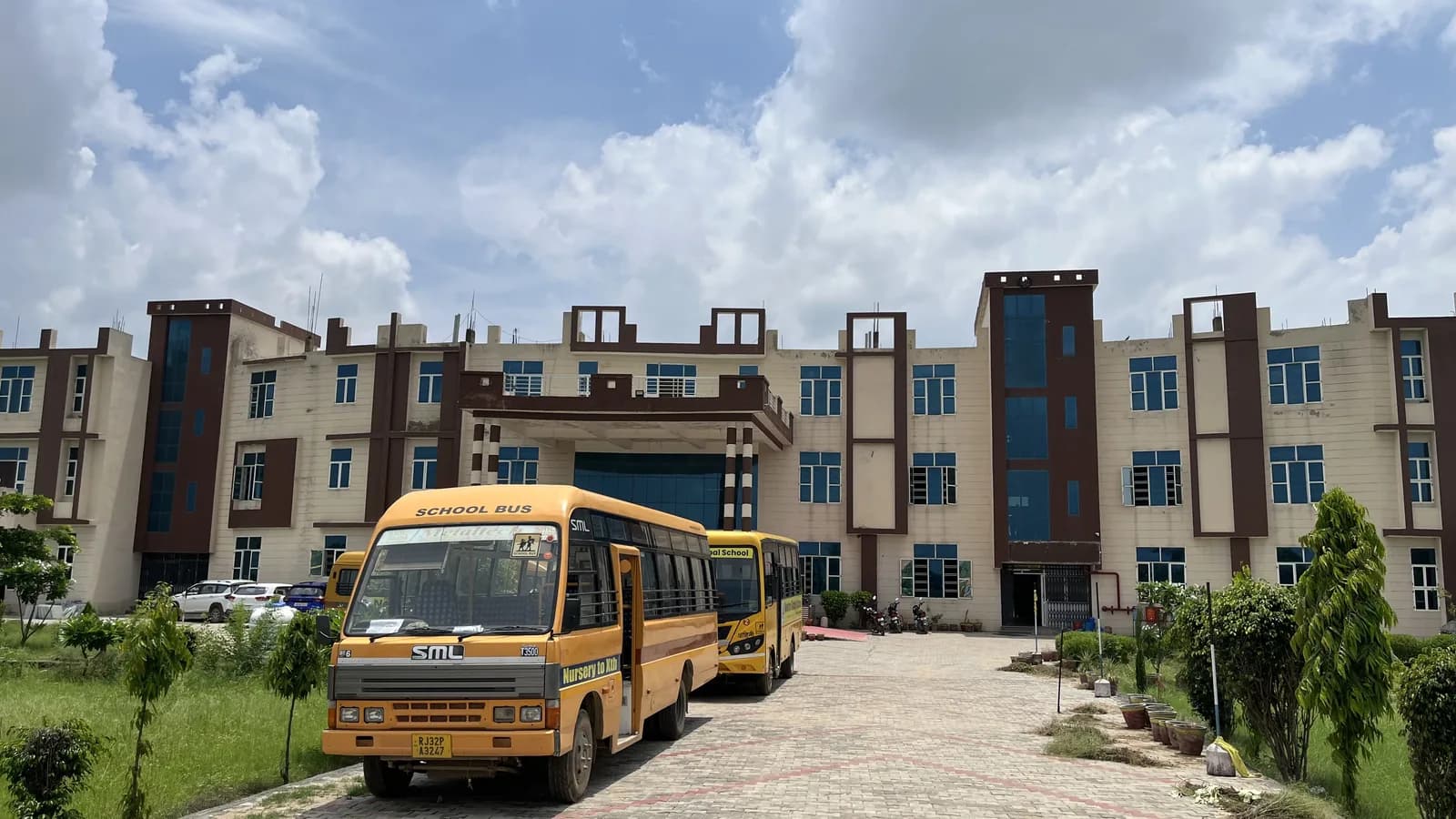 The Newton Global School building seen from the driveway