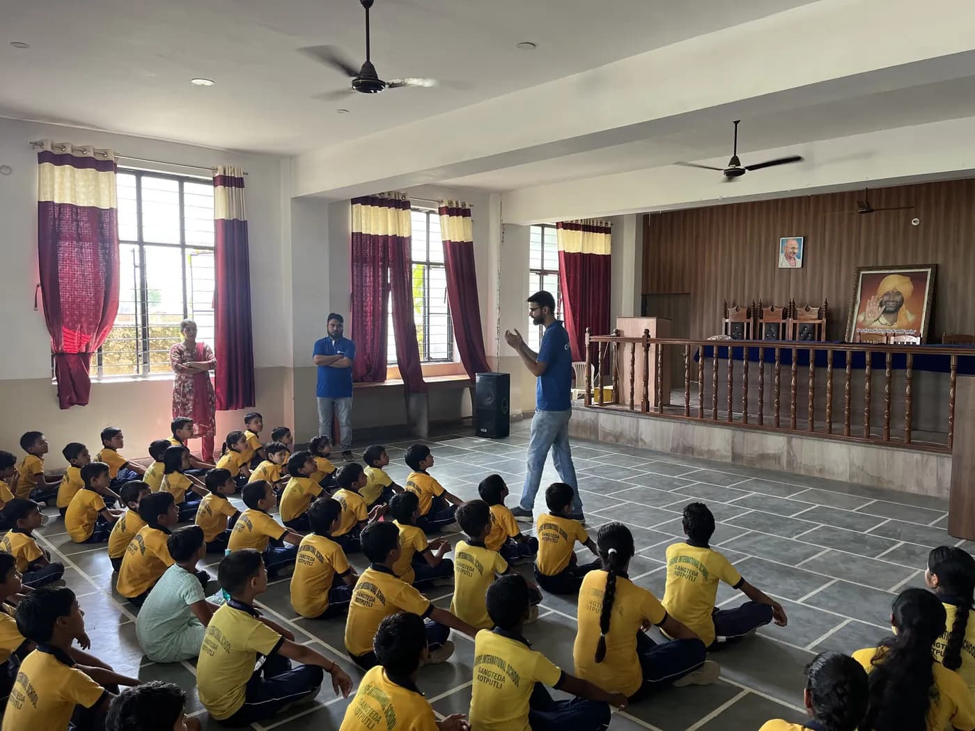 Students gathered in the assembly hall