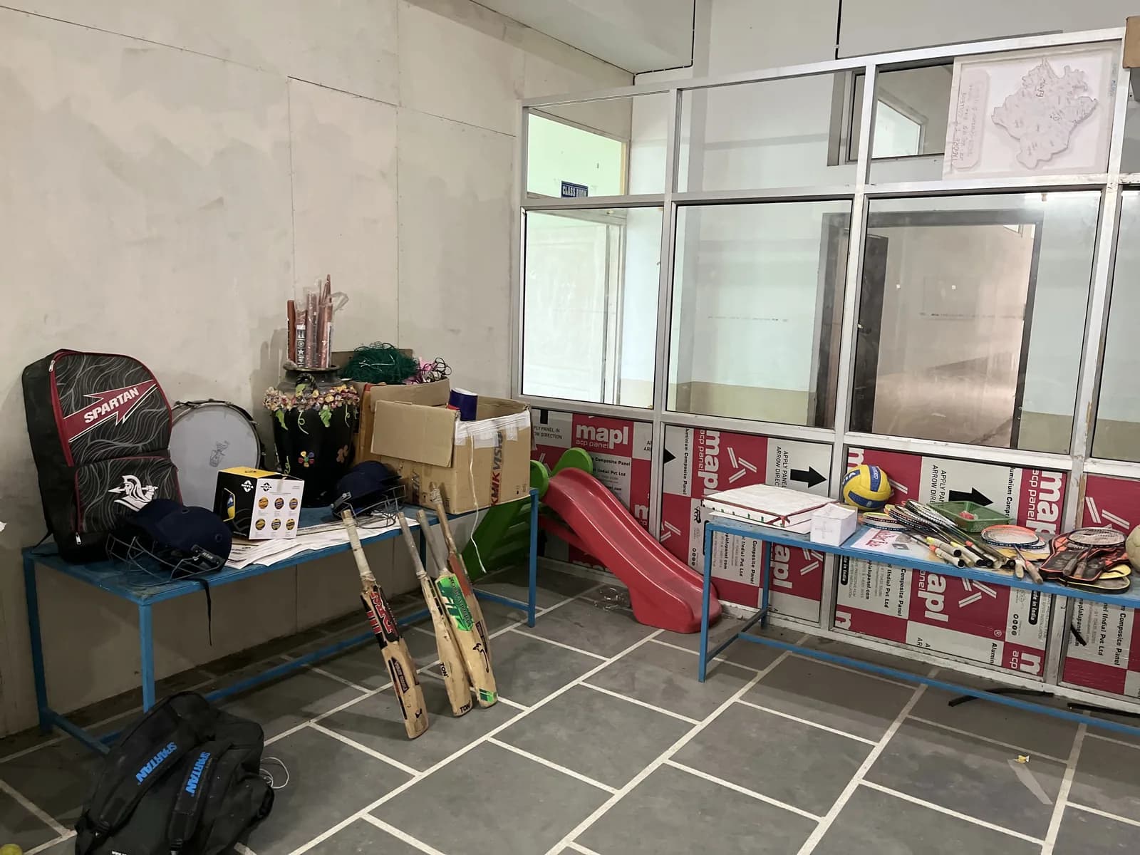 The school's sports equipment store